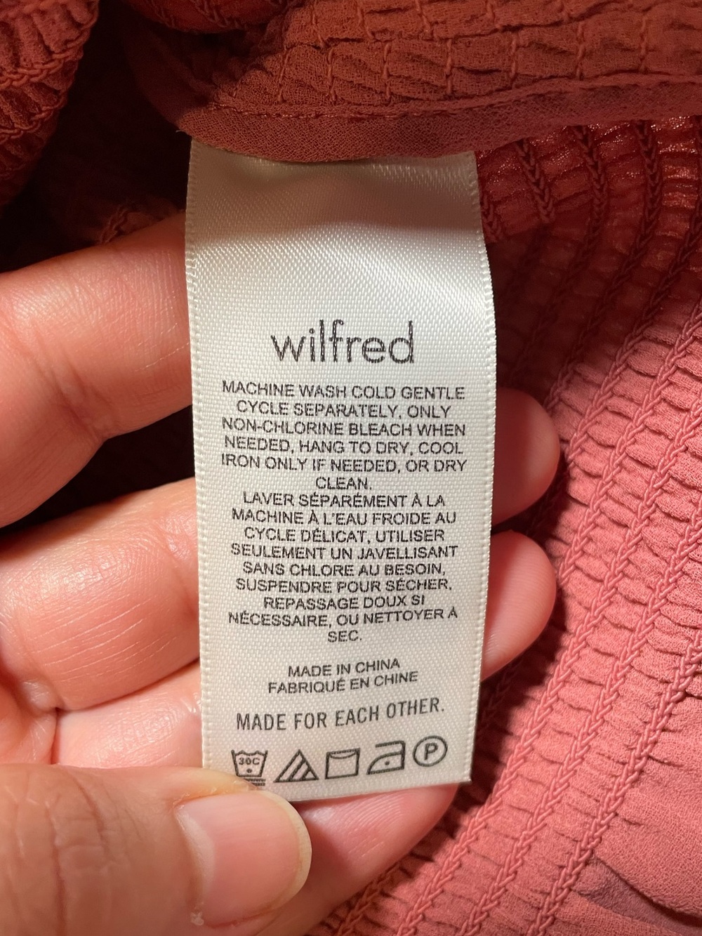 NWT Aritzia Wilfred Tempest blouse in a terracotta pink shade. Size XXS. - Picture 6 of 11